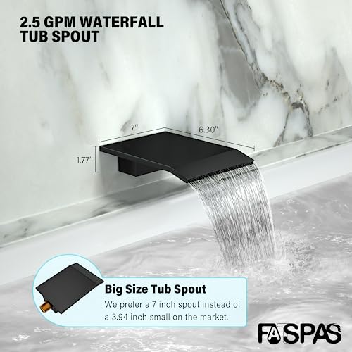 Fatspas Shower System With Tub Spout, Wall Mounted Shower Faucet Set For Bathroom With 10 Inch Rain Shower Head And Handheld Shower Head Set, Matte Black #TOP4