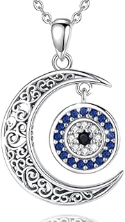 CELESTIA Evil Eye Necklace Women Sterling Silver Hamsa Hand of Fatima Pendant Protection Necklaces Jewellery Talisman Lucky Gifts