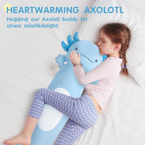 Dalmao 44 inch Cute Giant Blue Axolotl Plush Soft Body Pillow, Large Axolotl Stuffed Animals Toy, Squishy Plushies Gifts for Kids Boys Girls Birthday by Dalmao - Used condition - Image 4