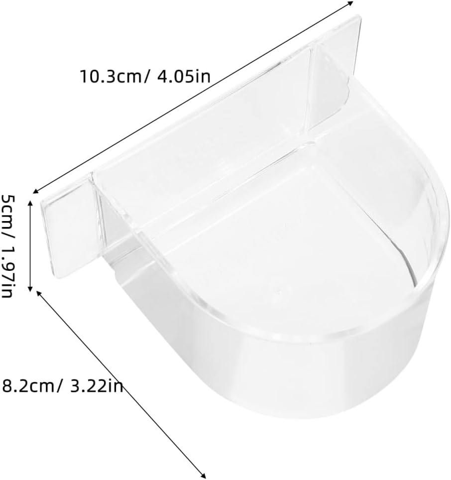 DOITOOL Bird Cage Feeder Cups: 2PCS Bird Cage Clear Plastic Water Feeder Cups for Pigeon Chicken, Transparent, 4x3.2x2 Inches (Pack of 2)