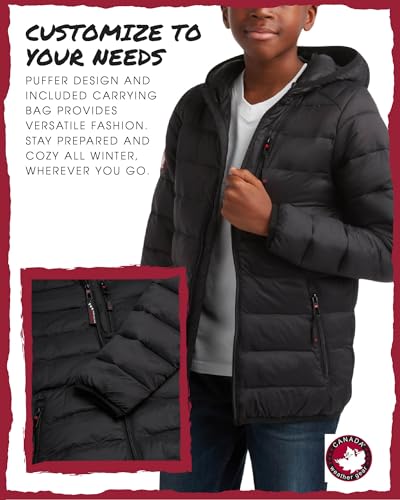 Image of CANADA WEATHER GEAR Boys' Puffer Jacket - Lightweight Packable Bubble Coat, Water Resistant Outerwear Jackets for Boys (8-20)