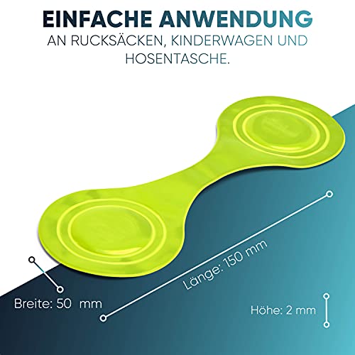 KD-TECH 5er Set Magnet-Reflektoren - Reflektierende Ansteckmagnete für maximale Sichtbarkeit - für Rucksack, Jacke, Kinderwagen und mehr (Grün)