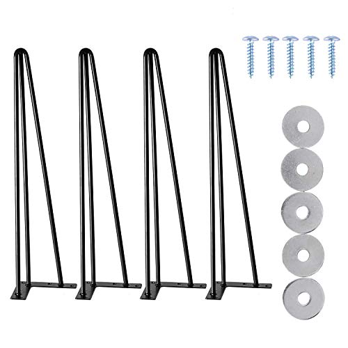 Patiomore 22 Inches Heavy Duty Hairpin Coffee Table Legs, Metal Home DIY Suitable for Furniture, Office Desk, Workstation,Black 4PCS