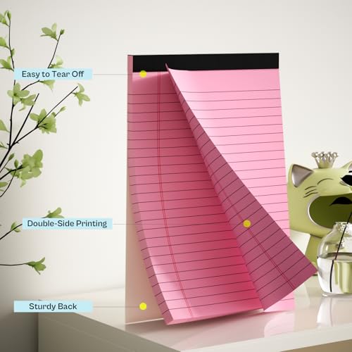 image for Nichela 4 Pack Note Pads 5 x 8 Inch Pink Small Legal Pads 5 x 8 Colore