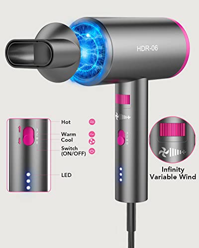 SIYOO Hair Dryer with Diffuser, 1600W Ionic Blow Dryer, Constant Temperature Hair Care Without Hair Damage