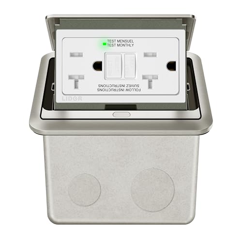 Boîte de sol pop-up souple avec réceptacle GFCI 20A en acier inoxydable LIDER
