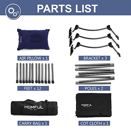 Homful Camping Cot Lightweight Cot 75 Inch Backpacking Cot Aluminum Compact Portable Cot Collapsible Sleeping Bed With Storage Bag For Adults Outdoor Hiking，Black (Dark Black) #TOP5