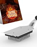 Grillbürste, Grill Reinigungsbürste Edelstahl Schaber, 31.5CM Extra Langer und Wärmedämmung Griff, Grillbürste für gussrost, Grill zubehör für Gasgrill, Holzkohlegrill, Elektrogril,Grillrost