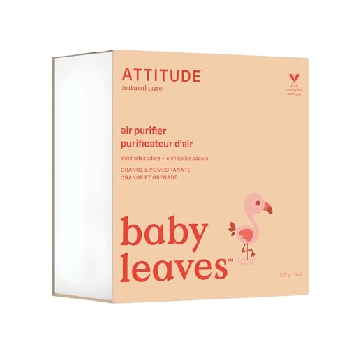 Image of ATTITUDE Baby Air Purifier, Activated Carbon Freshener, Plant and Mineral-Based, Vegan, Orange and Pomegranate, 8 Ounces