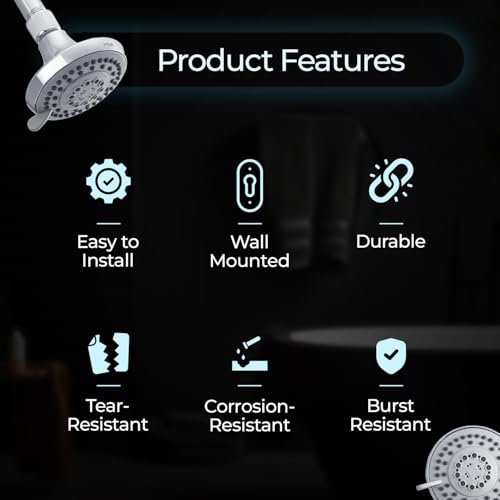 Image of Mila Flo Multi-Function Overhead Shower Head | 5-Function Rain Massage Mist Bubble Mixed Spray | Chrome Finish Round Showerhead for Wall Mount | Durable ABS Body, Easy Install | Bathroom Fitting