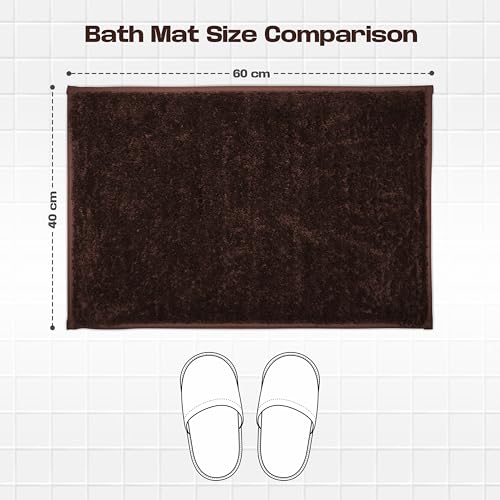 Image of enera Microfibre Bath Mat | Soft & Absorbent 2650 GSM | Non-Slip Latex Backing | Quick Dry, Washable Multipurpose Floor Mat for Bathroom, Bedroom, Kitchen & Home (Opella 40 x 60 cm) (Chocolate)