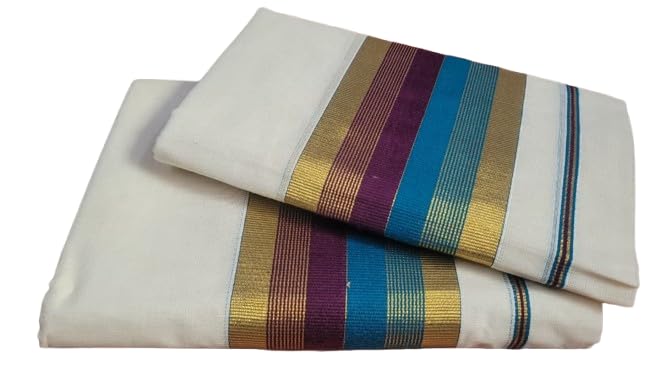 Jagasree Kerala Kasavu 4 Inch Fancy Design Single Set Mundu | Traditional Cotton Kerala Ethnic Wear | Length 2 x 2.80 Meters-image-32