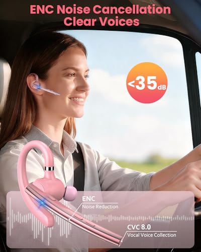 Image of New Bee Bluetooth Headset V5.1 72H Talk Time Dual Mic with Mute Button for Business, Wireless Hand-Free Bluetooth Earpiece with 500mAh Charging Case for Cell Phone Calls Trucker Driver Laptop