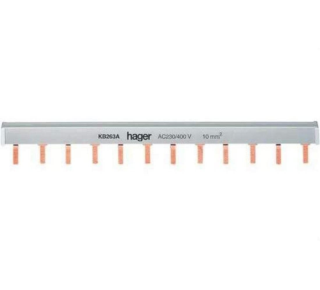 Puente de unión de lengüeta 2P de 10 mm2 gris para cuadro eléctrico de 24M
