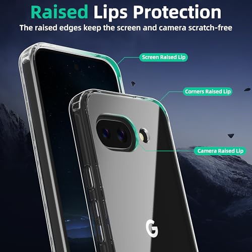 Image of ONES for Google Pixel 9a Slim Case Clear, PC + TPU Hybrid, Military-Grade Drop Guard, Anti-Yellowing, Anti-Slip, Shockproof Silicone Hard Cover, Scratch Resistant, Transparent Case