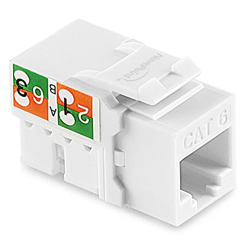 NavePoint 90 Degree Cat6 Keystone Jack, RJ45 Ethernet Connector, Type 110, White 50-Pack