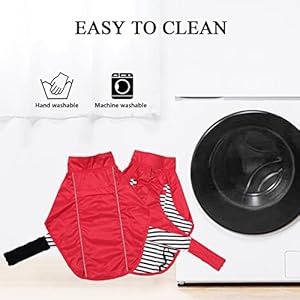 Geyecete Dog Raincoat Outdoor windproof,Dog Waterproof Coat,Pet Lightweight Rain Jacket,Reflectivefor Small Medium Dogs Dachshund, Corgis-Red-S