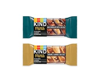 KIND Minis, Variety of Variety 1 Salted Caramel Dark Chocolate Nut/Dark Chocolate Almond Coconut (Pack of 20) 1, Dark Chocolate Nuts & Sea Salt/Caramel Almond & Sea Salt (Pack Of 20) Ilios Packaging
