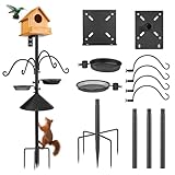 QURAS 78.5" Squirrel-Proof Bird Feeder Pole – Heavy Duty Bird Feeding Station with Metal Baffle, Hooks & Water Dish, Pole for BirdFeeders and Birdhouses