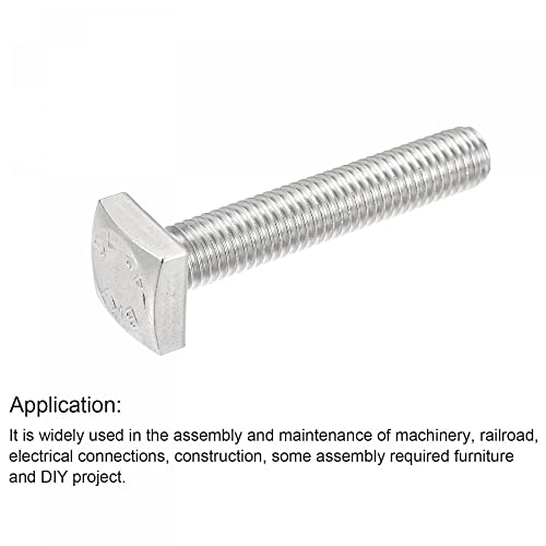 Image of uxcell Square Head Bolt, 10pcs M6x35mm Fully Thread 304 Stainless Steel Grade C Square Machine Screws