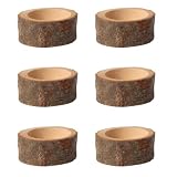 HYFZOD 6 Portacandele in Legno Naturale con Corteccia, Porta Tea Light Rustici para Tealig...