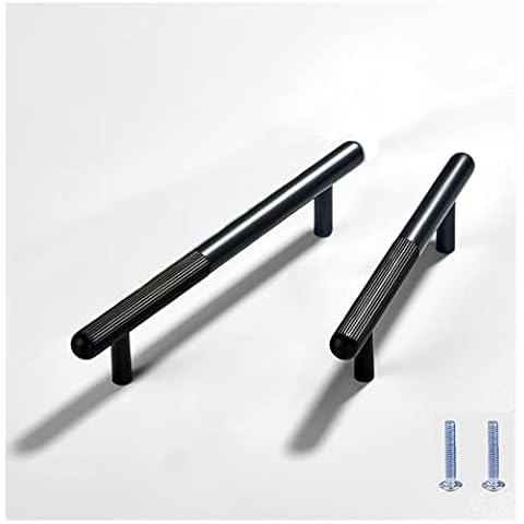WYQSX 8 Stück 128mm Möbelgriffe Schwarz Gerändelte Schrankgriffe Schwarz Aluminium Griffe Cover