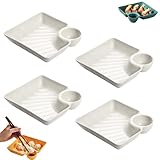 4pcs Sauce Separated Plate,Chips And Salsa Serving Dish Plates,Reusable...