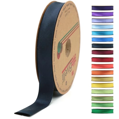Image of Fold Satin Bias Tape - 99+ Colors - 3 /4 Inches Wide - 27 Yards - Fold Satin Binding Bias Ribbon Fabric Piping Bias Binding Tape for Sewing Clothing DIY Dark Blue BYS39