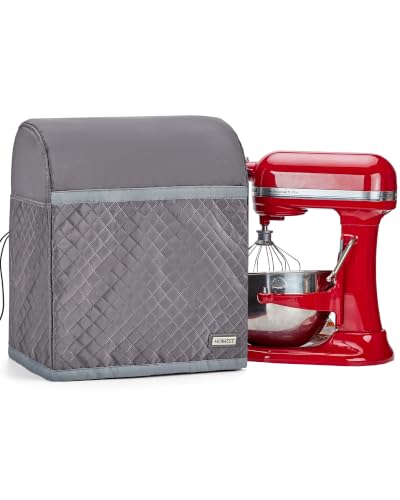 HOMEST Stand Mixer Quilted Dust Cover with Pockets Compatible with KitchenAid 6/7/8 Quart Bowl Lift, Grey (Patent Design)