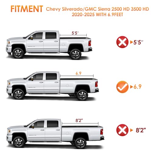 Image of Nilight Soft Roll-Up Tonneau Cover Compatible with Chevy Silverado /GMC Sierra 2500 HD 3500 HD 2020-2026, 6.9ft Truck Bed Cover