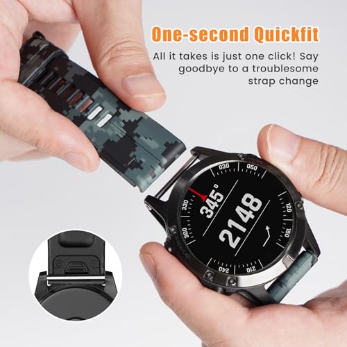 Compatible with Garmin Fenix 6X Pro/7X Pro/7X/6X/5X/5X Plus/3/3 HR Strap, 26mm Quickfit Strap for Descent MK1/Mk2/Mk2i - Image 4