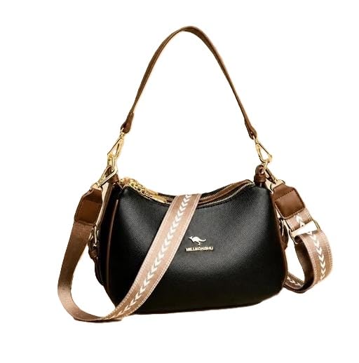 Trendy Girls Sling Bag PU Finish Solid Design Compact Handbag with Adjustable Shoulder Strap Black-image-21