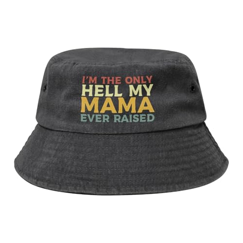Qauirfe I'm The Only Hell My Mama Ever Raised Fashion Cowboy Denim Fisherman Hat Outdoor Fishing Cap Sun