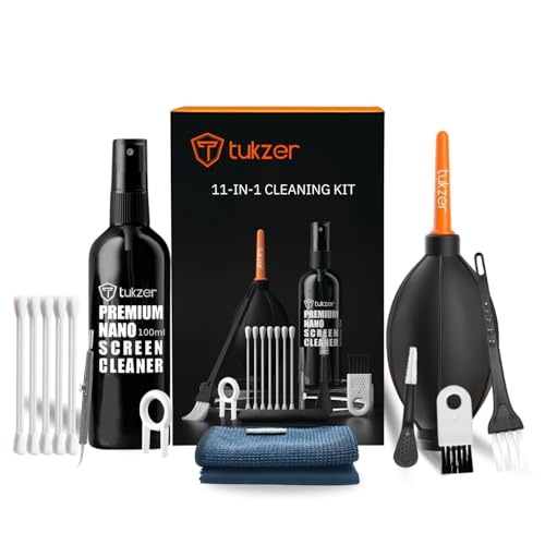 Tukzer Professional 11in1 Cleaning Kit for Laptop Tablet Smartphone Camera airpods (100mlCleaning Solution, AirBlower, CottonSwabs,Toothpick Cleaner, Keycap Puller, Microfiber Cloth,Universal Brushes)