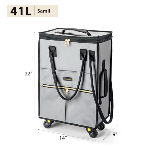 Image of PASMAN Reusable Foldable Rolling Grocery Bag on 5 Wheels