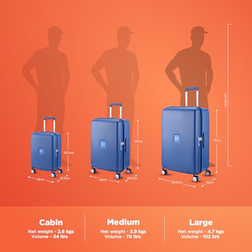 Image of American Tourister Purimax 77 CM Check-in Suitcase with TSA Lock & 8 Wheels Hard Polycarbonate /Trolley Bag for Holiday /Travel Bag for Holiday /Travel Bag with Double Spinner Wheels for Unisex- Blue