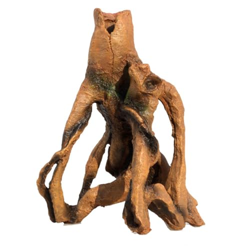 Angoily Simulation Tree Trunk Aquarium Decor 9.05X7.08X6.69In Resin Fish Tank Stump Ornament with Hideout for Aquatic Pets Underwater Decoration