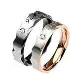 Daesar 1PCS Promise Ring for Men Rings Stainless Steel Round Cubic Zirconia White Black Ring Size 7