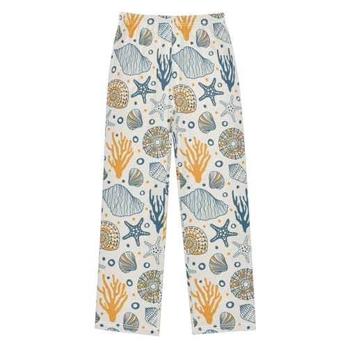 ZZKKO Sea Urchin Starfish Shell Coral Beige Boys Pants for Kids Jogger Pants with Pockets S-XL