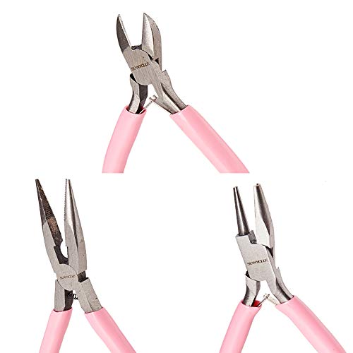 SUNNYCLUE 3pcs Jewelry Pliers Tool Set Professional Precision Pliers for DIY Jewelry Making