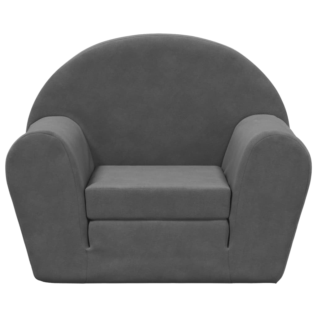 Sofá cama infantil de felpa suave en antracita con funda extraíble 57 x 90 x 45 cm, sillón infantil 2 en 1 y minisofá cama, ahorra espacio y cómodo para habitaciones de bebés y habitaciones