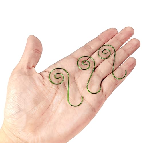 TIHOOD 200PCS 2inch Ornament Hooks, Christmas Ornament Hangers, Christmas Tree Hanger Baubles Ball Metal Hooks Xmas Decoration S Hooks (Green)