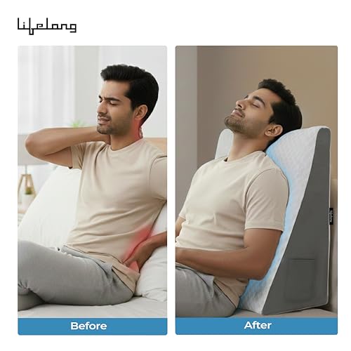 Image of Lifelong Orthopedic Memory Foam Wedge Pillow for Sleeping, Sitting & Acid Reflux Relief | High Resilience Foam | Leg Elevator, Back Support & Pain Relief Pillow for Comfortable Rest (LLWP09)
