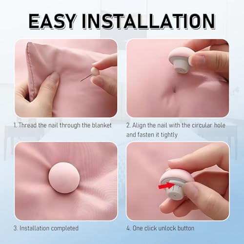 Image of ALINCOLN 20 Pcs Anti-Slip Blanket Button Clip | Durable Quilt Button Fixers for Bed Sheets | Secure Blanket Cover Pin Lock | Multi-Purpose Duvet Clips for Comforter, Mattress, Sofa Covers & Curtain