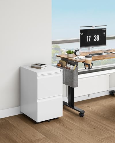 Mobile Filing Cabinet with 2 Lockable Drawers - White - Image 2