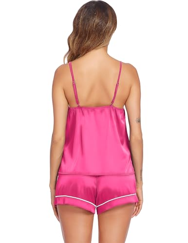 Image of Ekouaer Pajamas for Women Set Silk Satin Pjs Sexy Lingerie Sleepwear Cami Shorts Set Summer Nightwear S-XXL