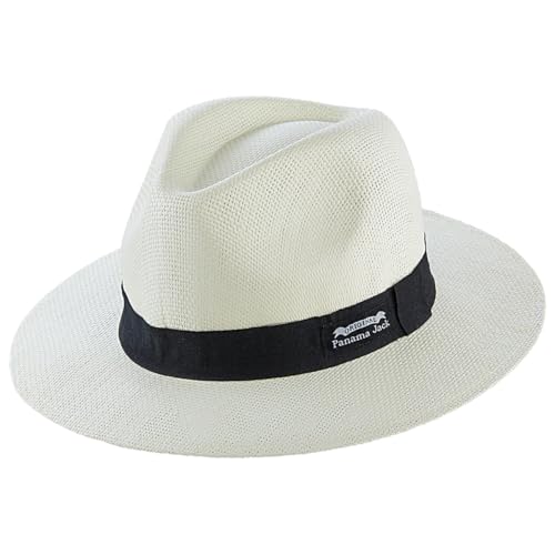 Panama Jack Mens Straw Safari Hat - Handwoven Matte Toyo Sun Hat for Outdoor Adventures Ivory