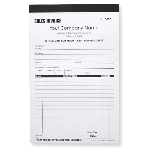 custom sales invoice personalized duplicate carbonless form with your company name - 2 books 100 sets numbered