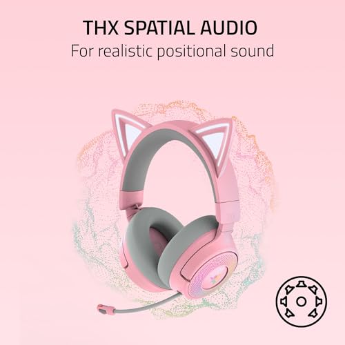 Image of Razer Kraken Kitty V3 Pro - Wireless RGB Kitty Headset for Gaming - Reactive Streaming Cat Ears - Triforce 40 mm Driver - Hyperspeed Wireless & Bluetooth - THX Spatial Audio | Quartz