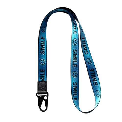 TOOLIN Portachiavi per donne e uomini, cordino per chiavi, porta carte d'identità, portafogli e porta badge, Ciano sorriso, L45CM
